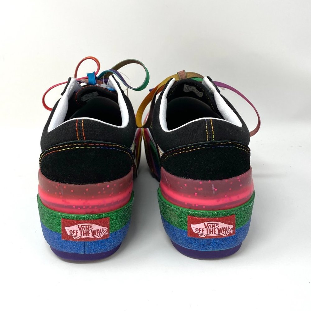 VANS Platform Old Skool Stacked Ripple Glitter Rainbow Black Women's VN0A4U15WW1 - Picture 6 of 11